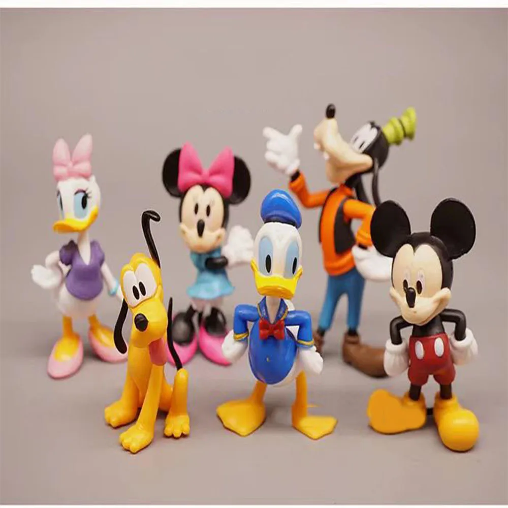 6 Teile/satz Anime Figuren Mickey Maus Minnie Donald Duck Goofy Puppe Action Figur Modell Spielzeug Sammeln Ornamente Geschenke