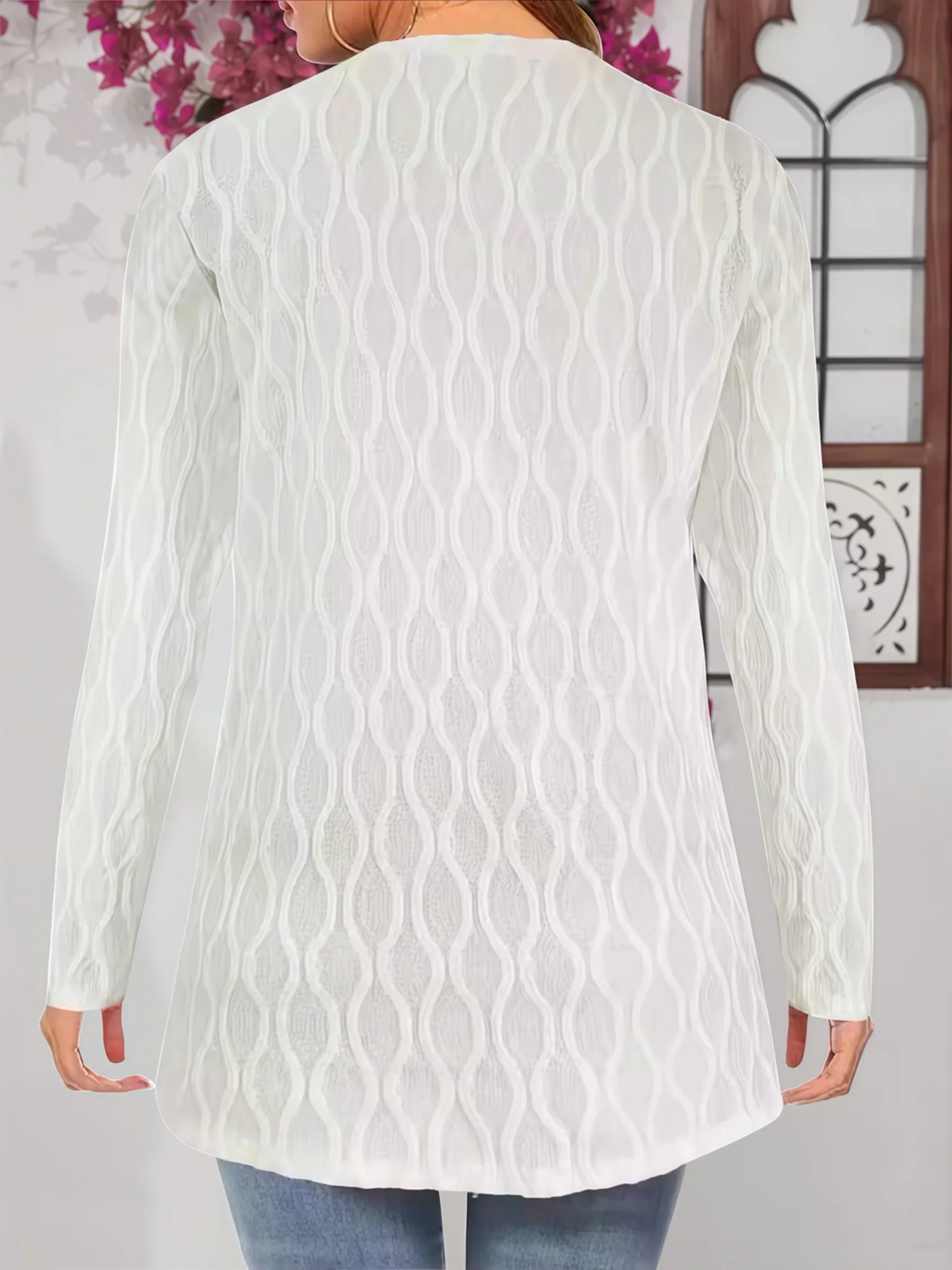 Comfy Fall Cardigan for Women, Casual Elegant Solid Textured Fabric Pocket Front Open Women's Loose Cover Up