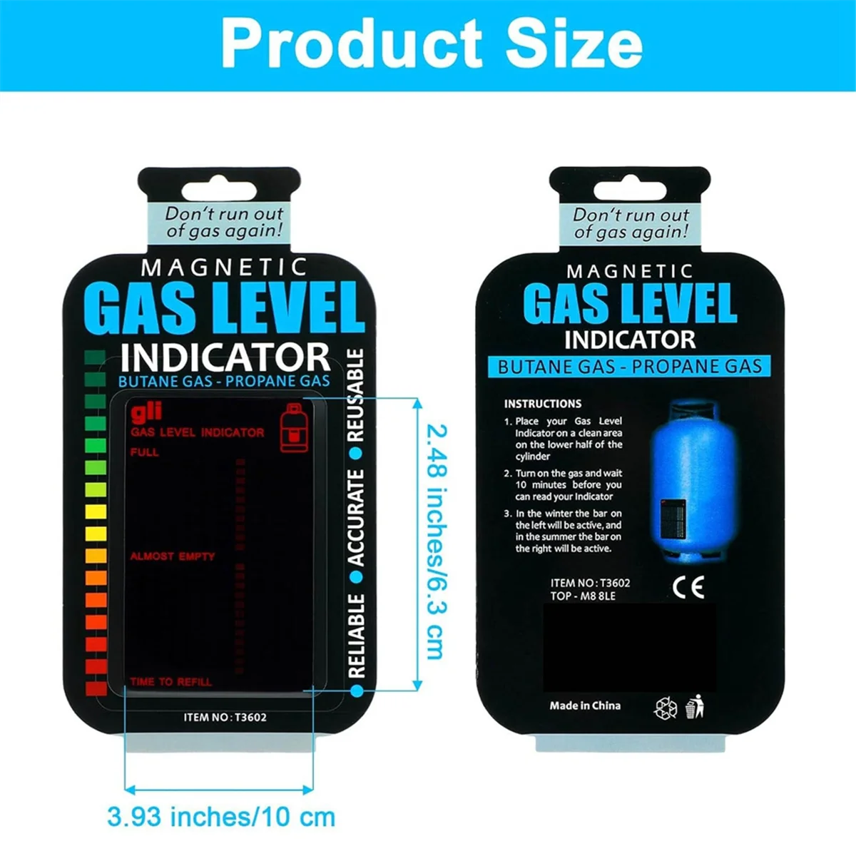 AA25 2팩 프로판 탱크 게이지 레벨 표시기, BBQ, 캠핑, 가정용 주방용 재사용 가능한 레벨 스티커