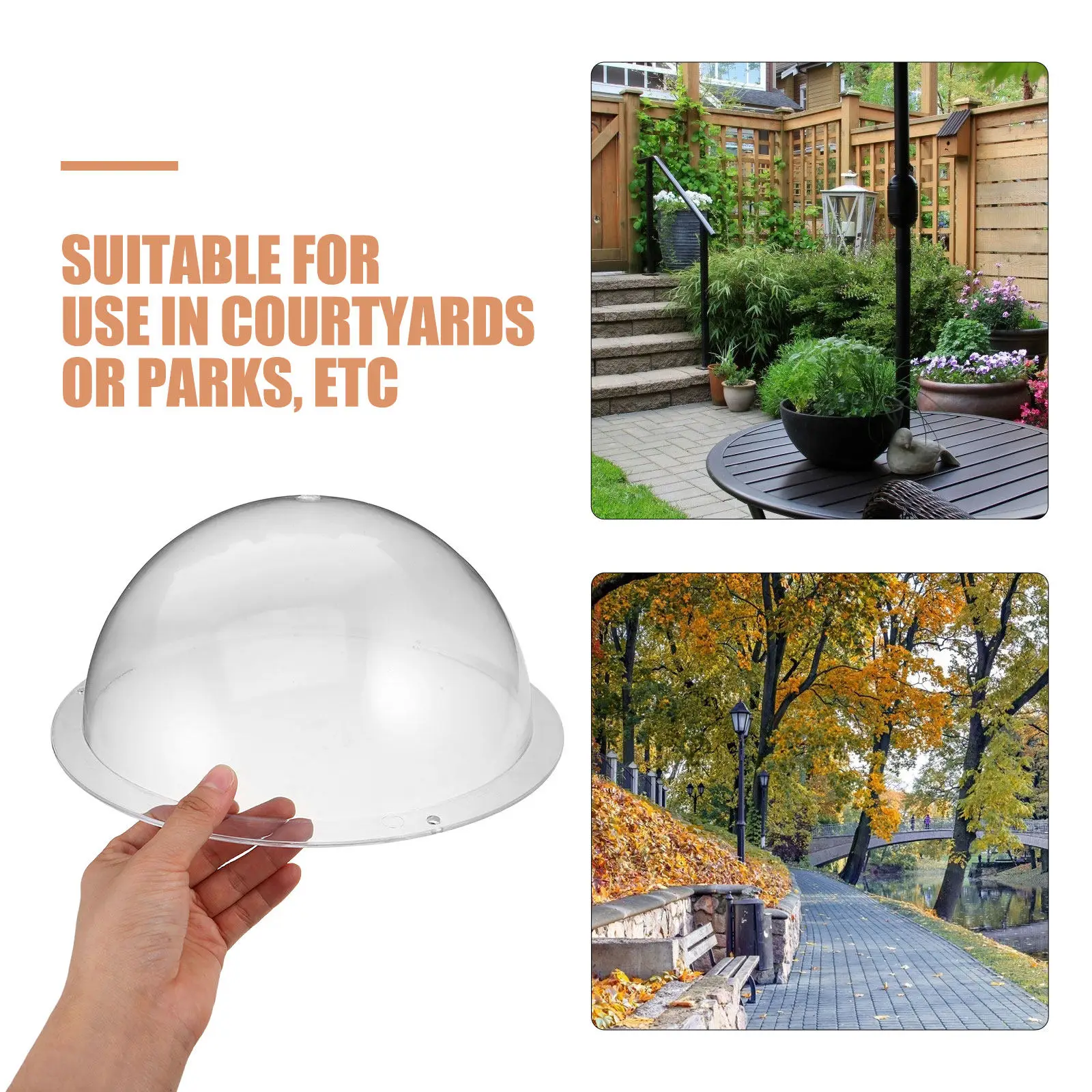Community Landscape Light Cover 12 Inch Clear Acrylic Shatterproof Round Replacement Shade for Yard Park Pathway Lighting