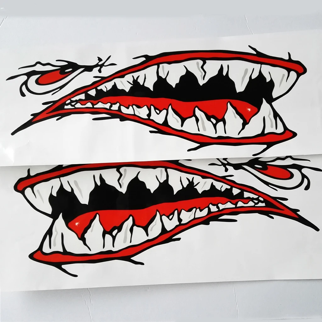Waterproof Vinyl Shark Teeth Decals Kayak Canoe Fishing Boat Sticker Strong Protector for Long Lasting Use