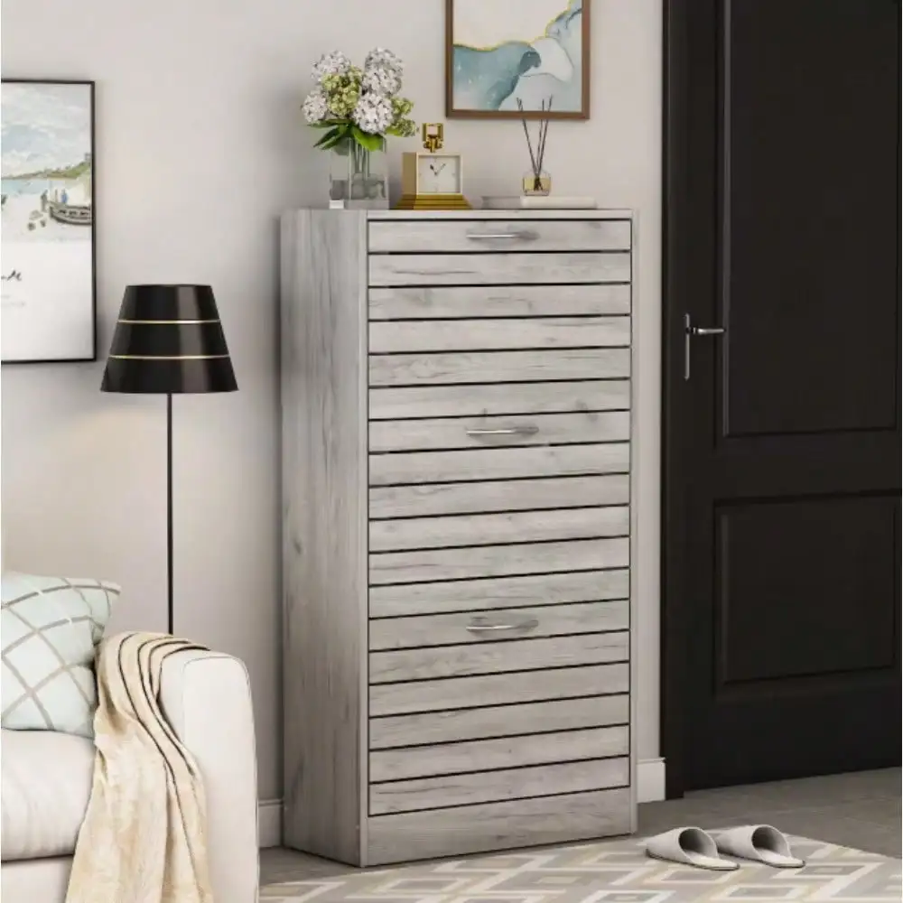 

Grey Shoes Storage Cabinet, with 3 Drawers for Entryway Hallway, 42.3 in. H x 22.4 in. W