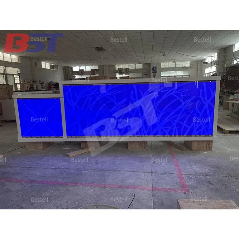 custom.Restaurant Bar Counter Design Marble Top Blacklist Pattern Modern Ready Made Bar Counter