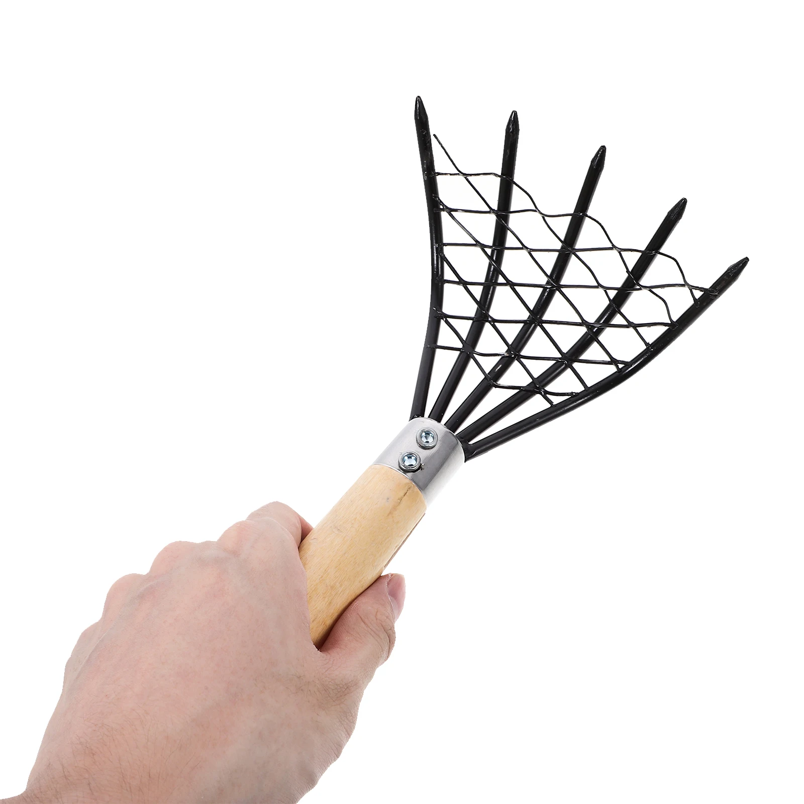 

Clam Rake with Basket Beach Net Rakes Seafood Black Stainless Steel Digging Tools Child
