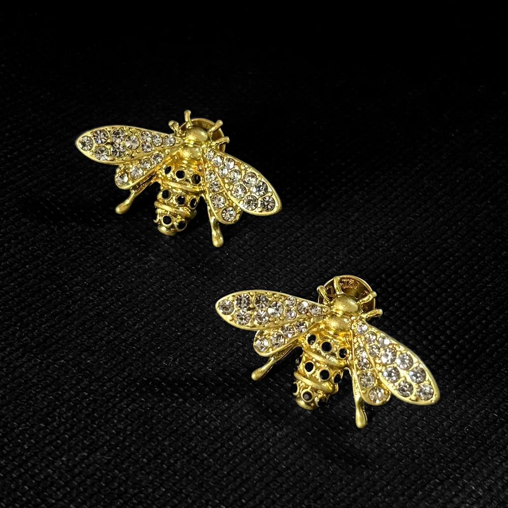 

Os New Fashion Jewelry Exquisite Full Rhinestone Insect Bee Animal Design Stud Earrings & Clip on Earrings