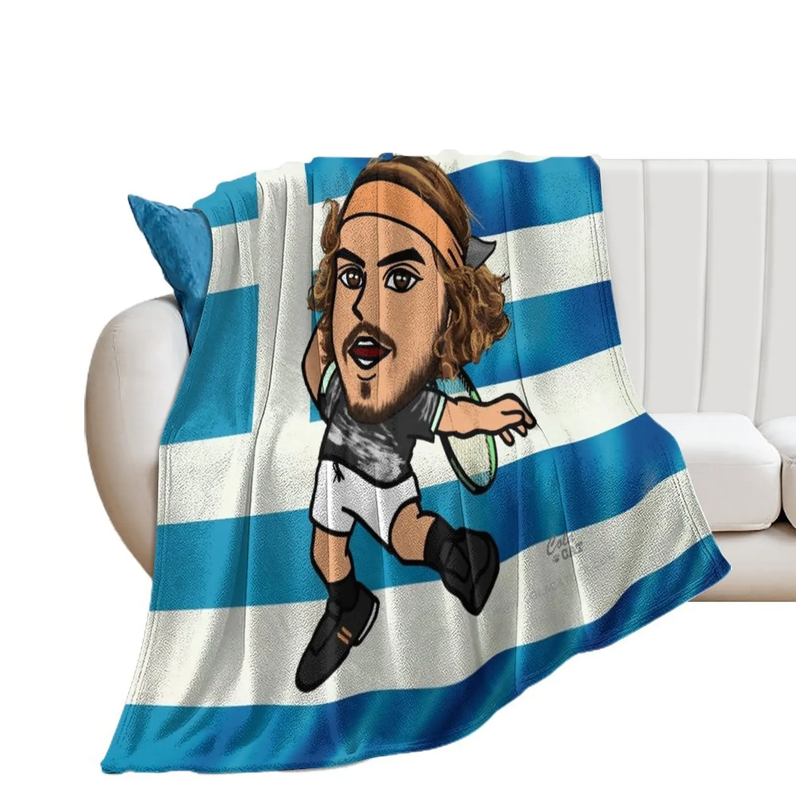 

Stefanos Tsitsipas Throw Blanket Soft Plush Plaid warm winter Comforter Plaid on the sofa Blankets