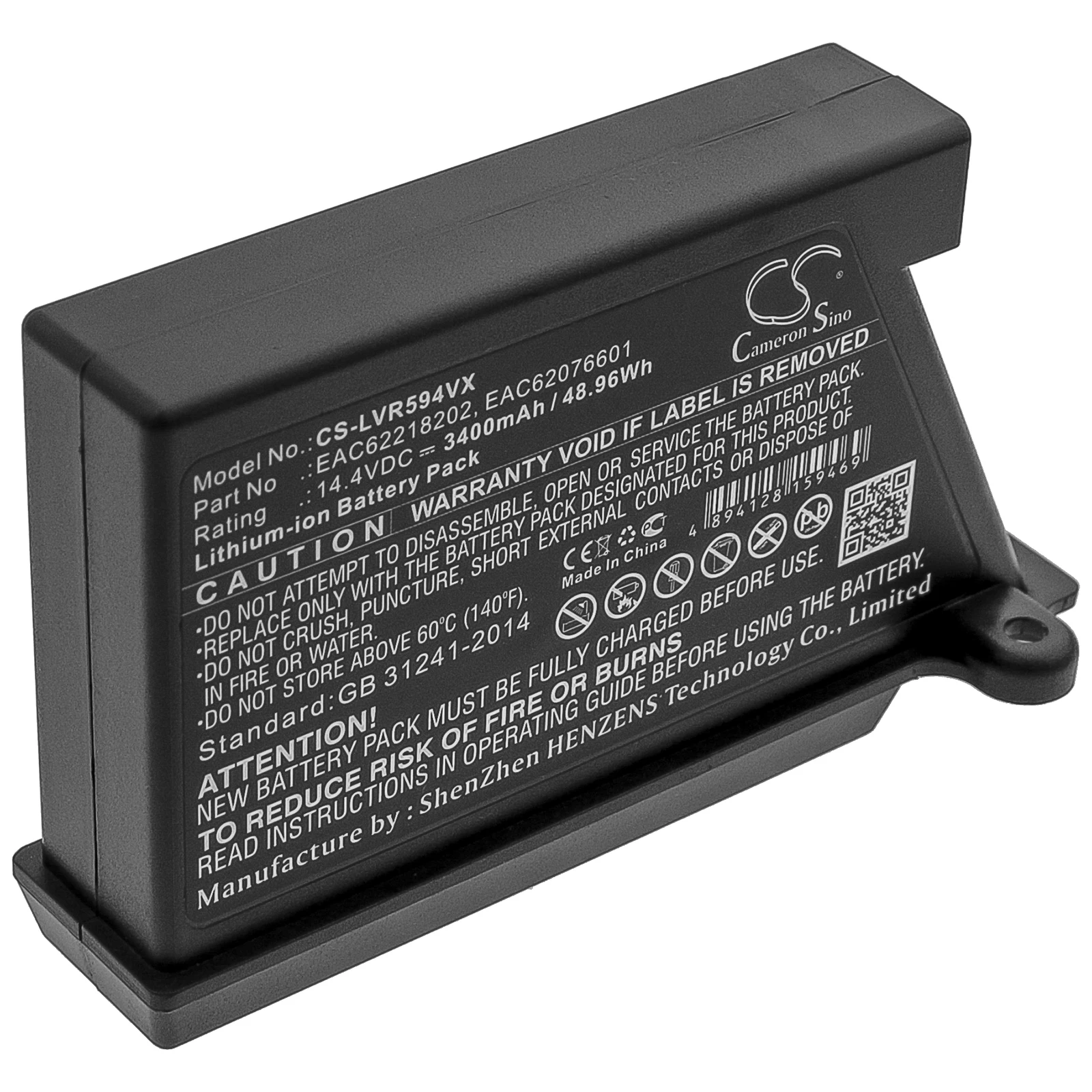 

CS Vacuum Battery for LG EAC60766101 102 103 104 105 106 107 108 109 110 766111 112 113 EAC62076601 62218202 8205 HomBot3400mAh