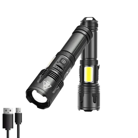 XHP110+COB High-Intensity Flashlight with Input/Output Zoom, Battery Level Display P99 Flashlight