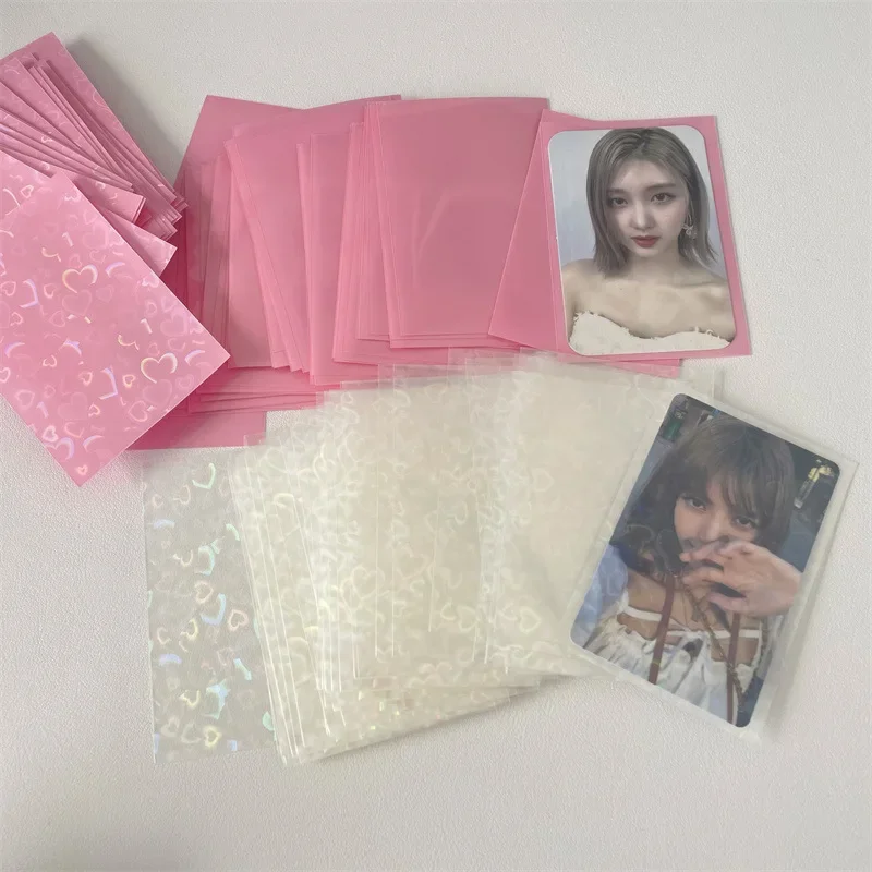 50pcs/lot Transparent Card Sleeves 5.7x8.6cm Little Stars Laser Flashing Card Sleeve Protector Cards Holder Protective Film