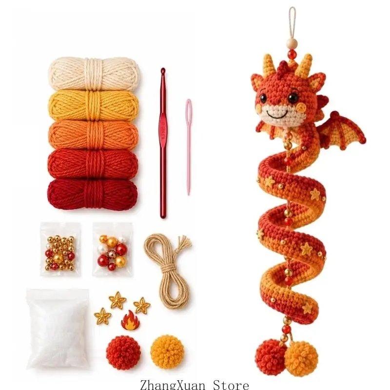 Drachenwirbel-Hängeornament, Häkel-DIY-Set, Bastelprojekt für Bastelliebhaber, 3 x – Detail 9