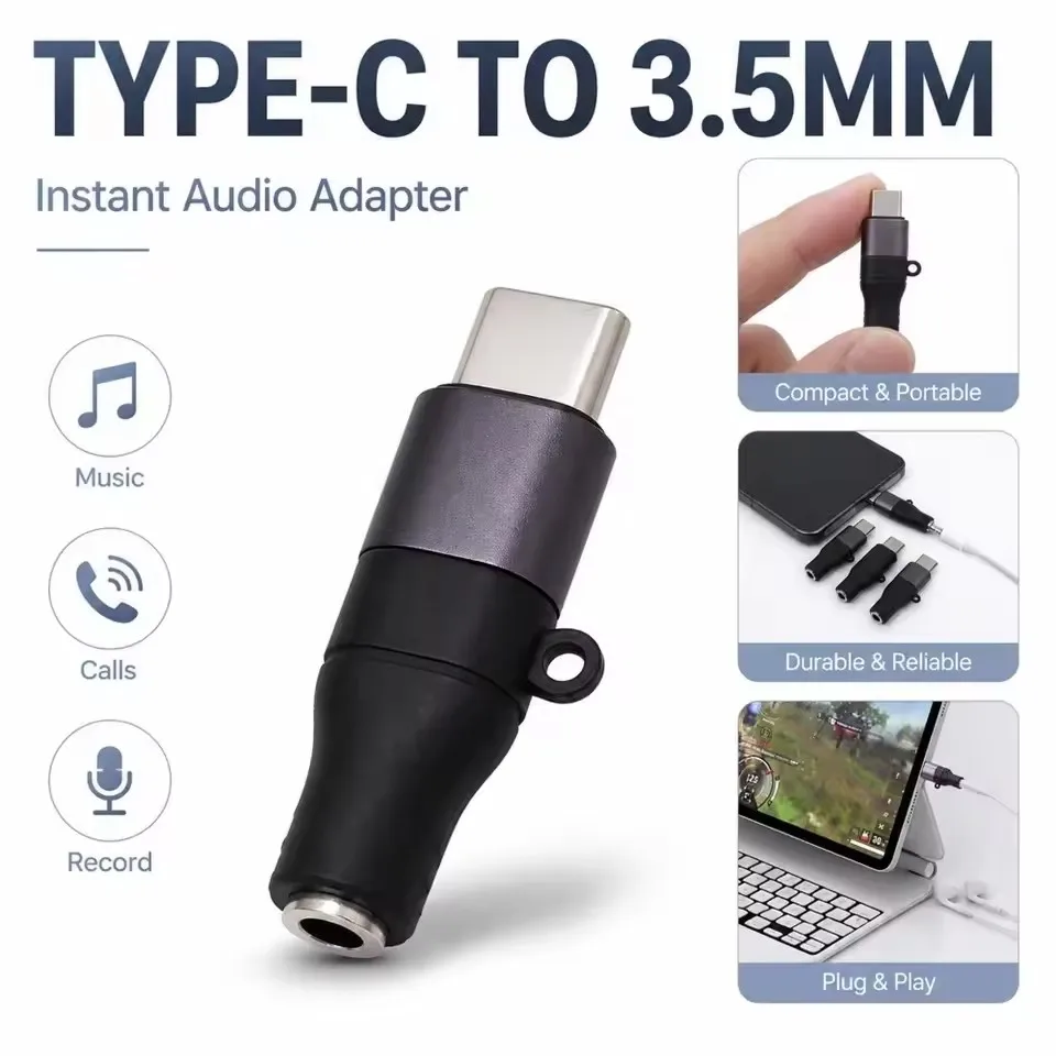 USB C To 3.5mm Headphones AUX Audio Adapters Mini Type C 3.5mm Jack Earphone Adapter for IPhone 17 Samsung S26 Huawei Xiaomi