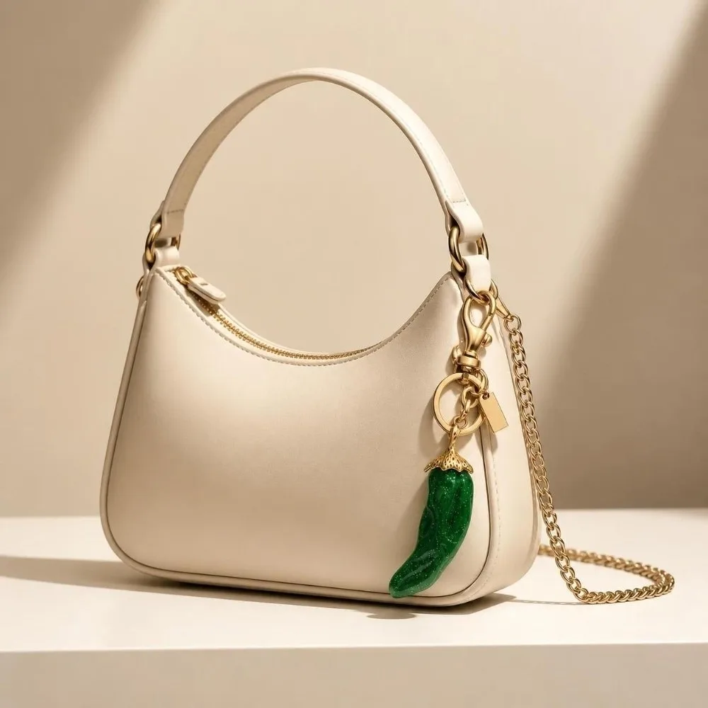 Cute Glitter Chili Pepper Keychain 3D Portable Bag Pendant Handmade Luxury Handbag Charm Bag Decoration