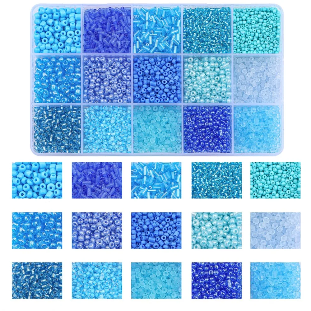 

15Colors Glass Beads Accessories Set DIY Handmade Craft Necklace Bracelet Spacer Loose Beads Jewelry Making Materials Kit Set