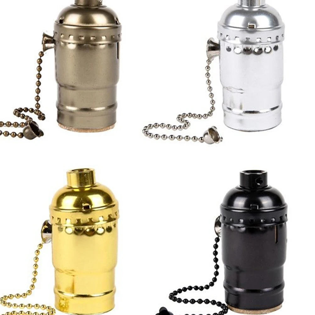 

3Pcs Aluminum Retro Lamp Socket E26 Screw Base Pull Chain Switch Easy Install Vintage Light Holder for Home Decor
