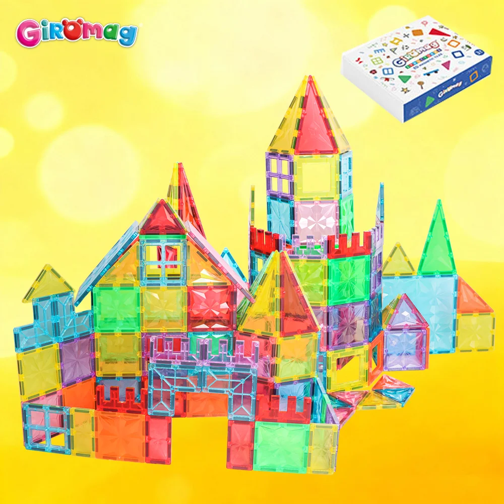 

GIROMAG 100PCS Diamond Magnetic Building Blocks Set Sparkling STEM Educational Toys for Kids Boys & Girls Ages 3-12