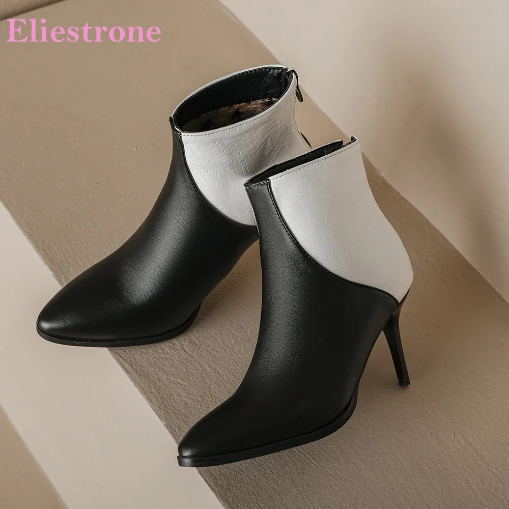 Bottines d'hiver élégantes pour femmes, chaussures Sexy à bout pointu et à talons hauts et fins, grande taille 32 11 43 45 48