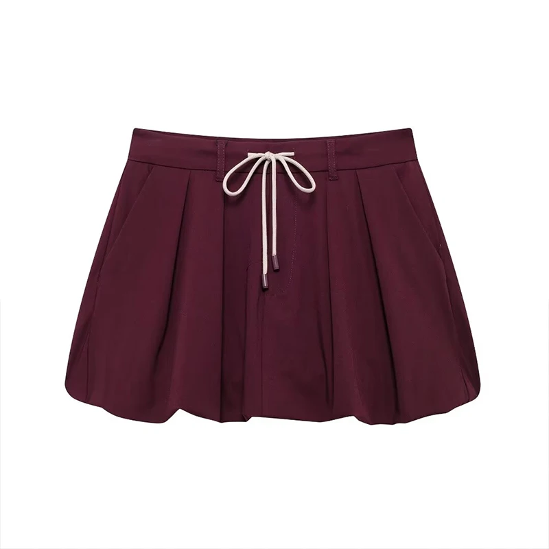 Willshela Women Fashion 2 Piece Set Wine Red Front Zipper Jackets & Vintage High Waist Mini Skirt Female Chic Skirts Set