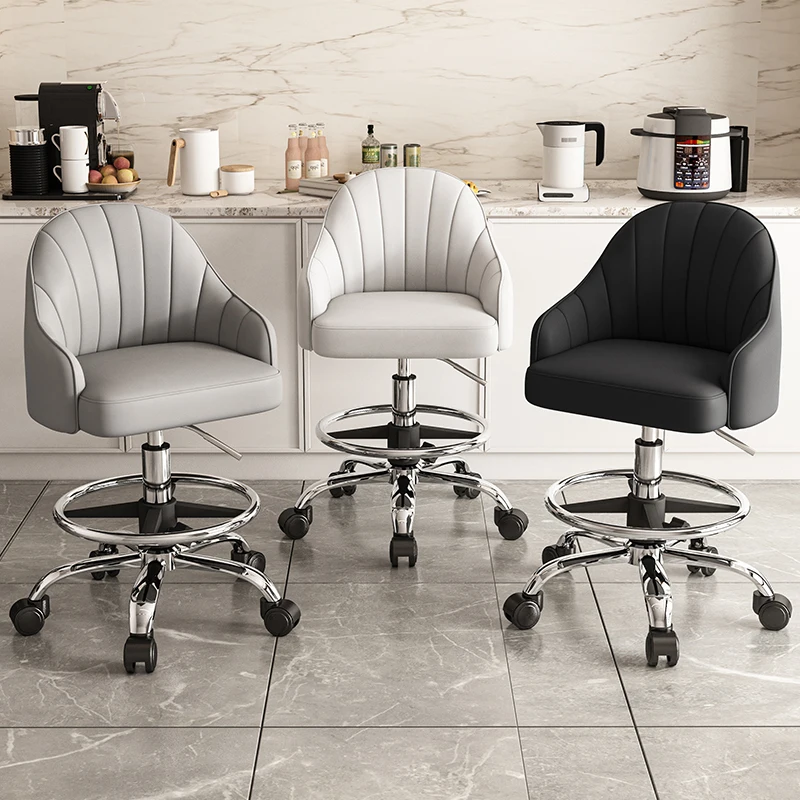 

Office Reception Desks Bar Chairs Gray Modern Nordic Restaurant Minimalist Barstools Hairdressing Rocking Chaise Bar Furniture