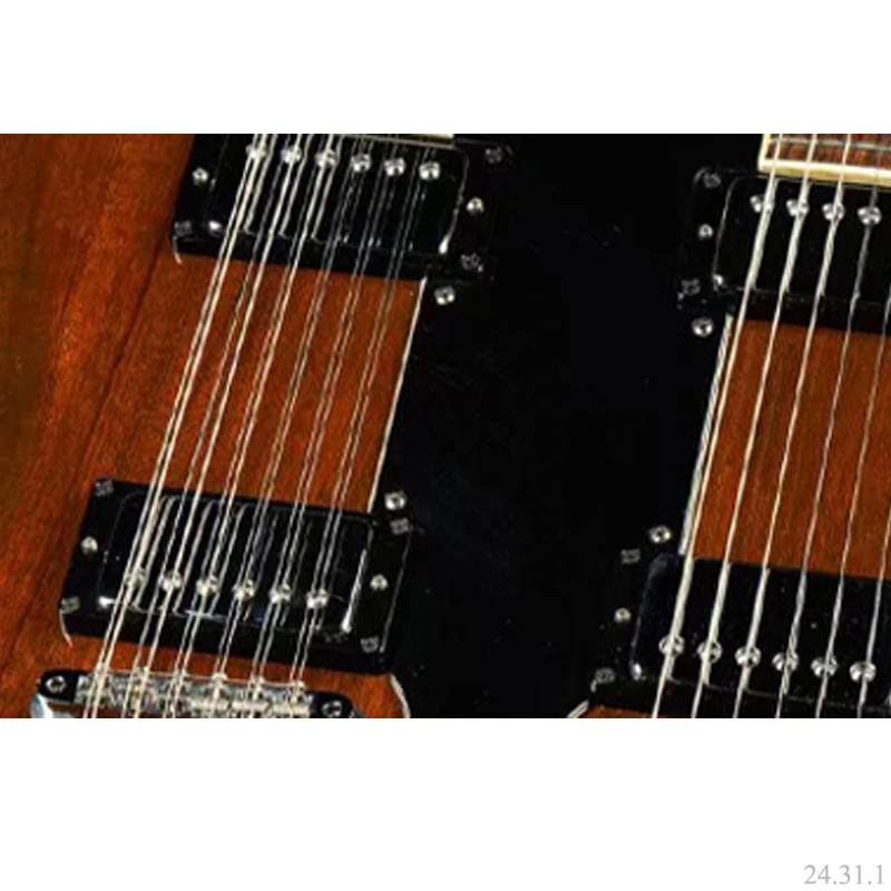 Premium Walnut Finished Dual-Neck Electric Guitar, Assorted Color Variants