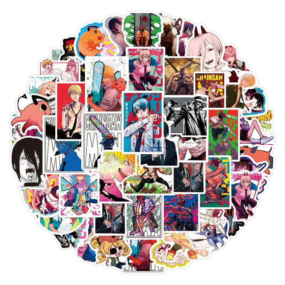 10/30/50PCS Anime Chainsaw Man Stickers Graffiti Decals DIY Laptop  Phone Computer Guitar Fridge Cartoon Sticker Kids Toy Gift