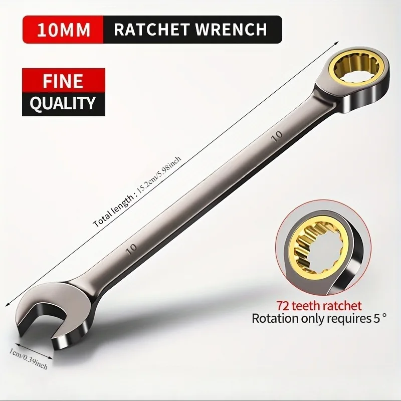 

12-piece ratchet wrench set, 8-19 mm chrome vanadium steel material, with storage bag, double function quick release design open