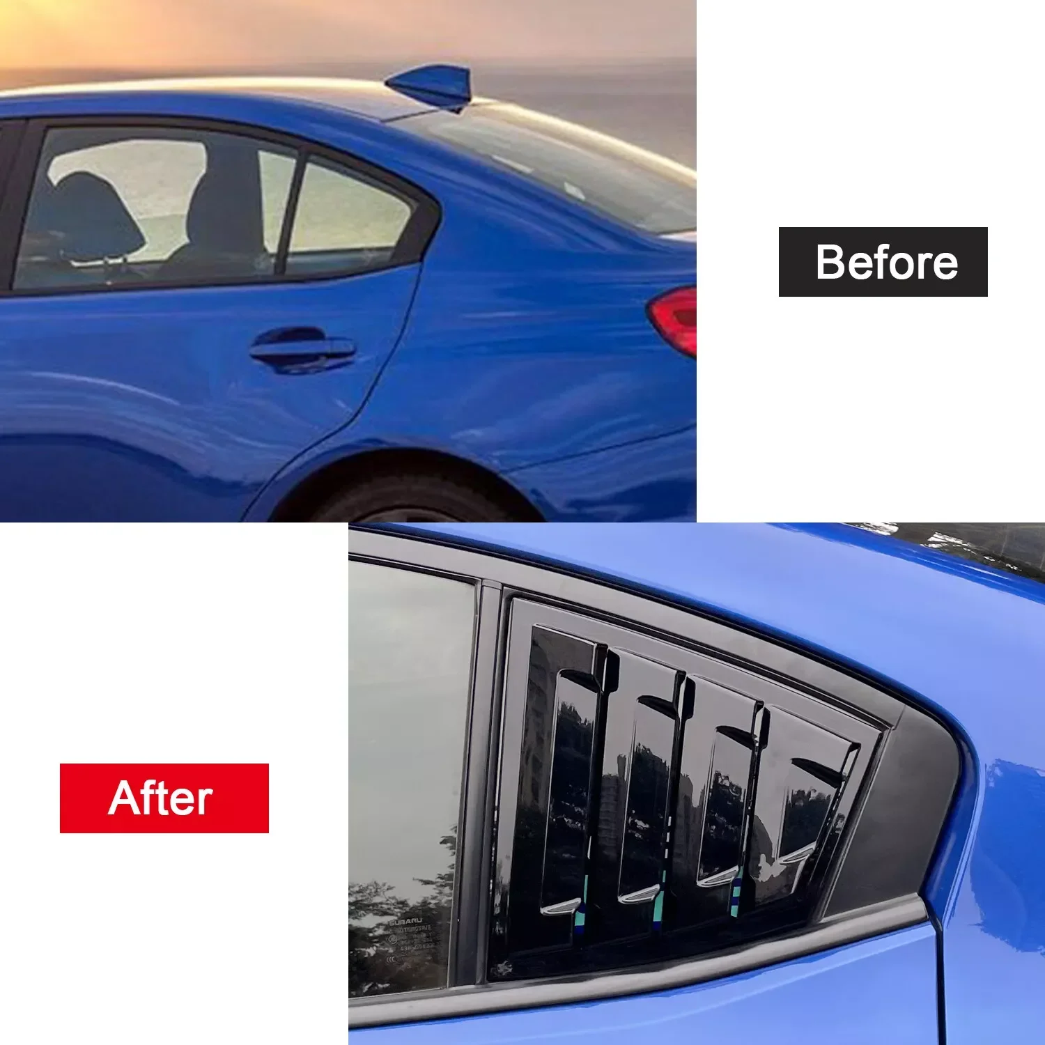 For Subaru WRX STi 2015-2021 Car Rear Louver Window Side Shutter Cover Trim Sticker Vent Scoop ABS Carbon Fiber Accessories ABS