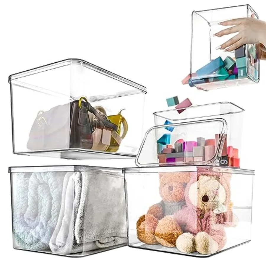Storage Boxes 5 Packs Transparent Food Organizer Stackable …
