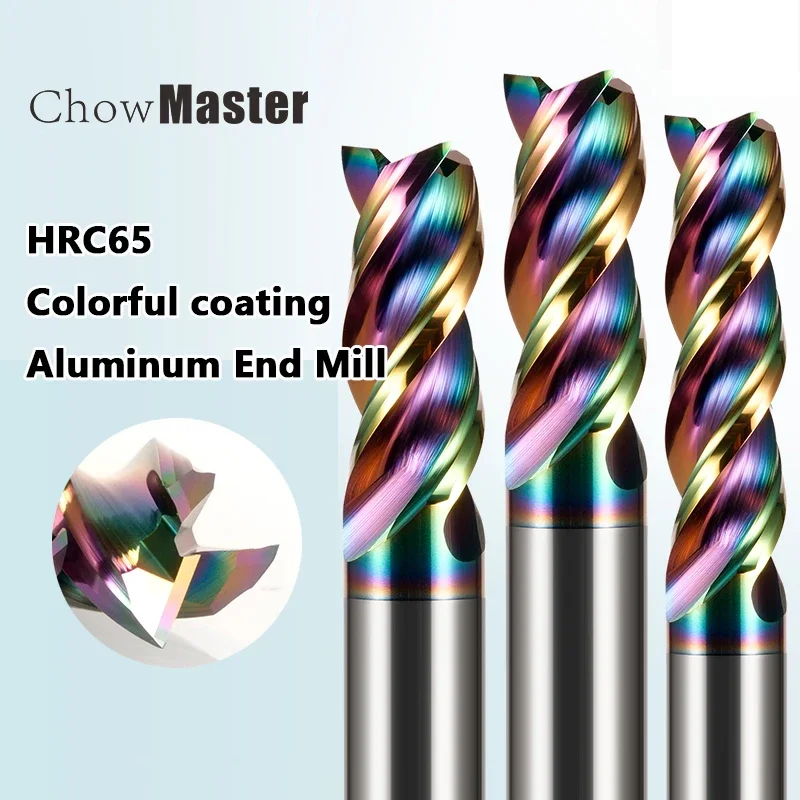 

DLC Coating Colorful High Efficiency CNC Multicolour U-Type Flute HRC65 Milling Cutter Bits for Aluminum End Mill Endmills Tungs