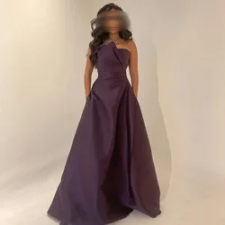 Customized Sizes Available Simple Pleat Draped A-line Strapless Long Dresses Bespoke Occasion Dresses Modern Style Casual