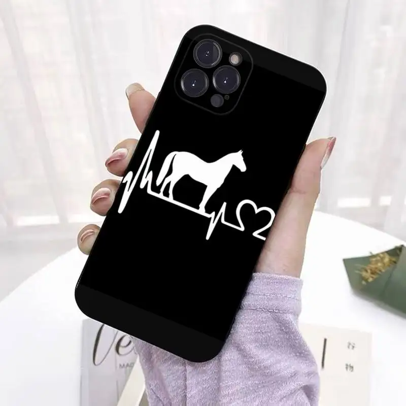 YNDFCNB Horse Heartbeat Phone Case For iPhone 6 7 8 Plus 11 12 13 14 Pro SE 2020 MAX Mini X XS XR Back Funda Cover