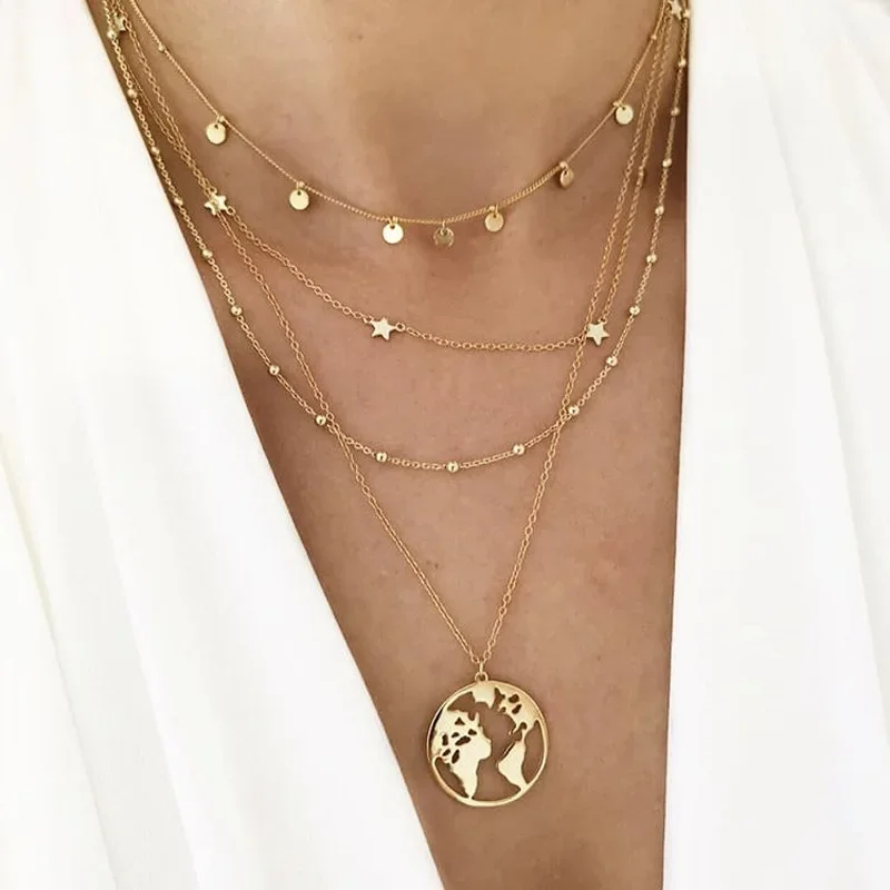 New Bohemian Multilayer Handmade Beads Chain Necklaces Set Fashion Vintage Tassels Crystal Pendant Jewelry For Women Accessories image 6