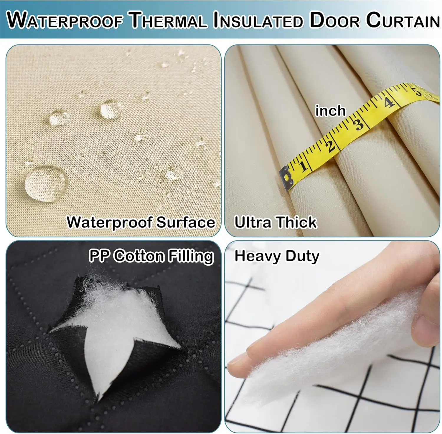 ม่านประตูกันน้ำแบบหนาสำหรับฤดูหนาว ม่านหน้าต่างกันความร้อนสำหรับห้องนั่งเล่นและห้องนอน ป้องกันลม