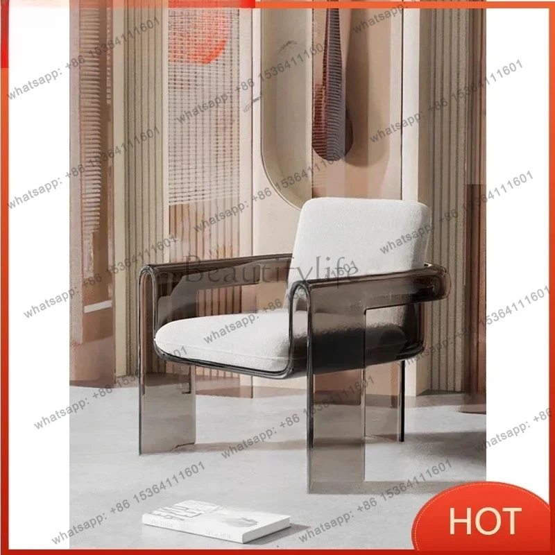 yj58 Acrylic Brown Armchair High-End Designer Model Transparent Chair Resin Leisure Chair Organic Glass