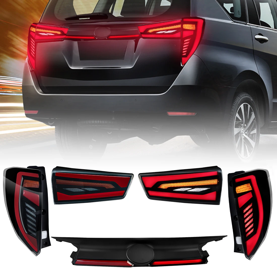 

1 комплект для Toyota Innova 2016-2018 2019 2020 2021 2022 светодиодный задний фонарь в сборе с динамическим указателем поворота, задний тормозной фонарь заднего хода