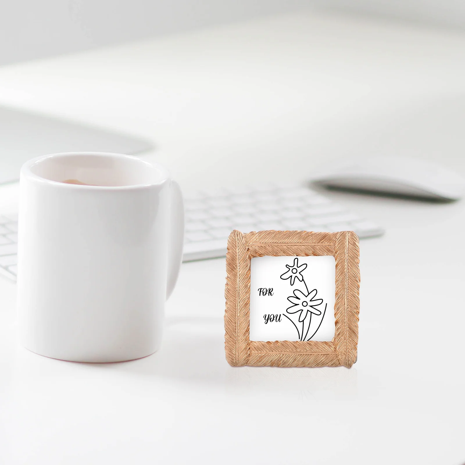 

2pcs Small Picture Frames Luxury Gold Photo Frames Desktop Home Office Decor Wedding Gift 3X3 Mini Square Frame Set