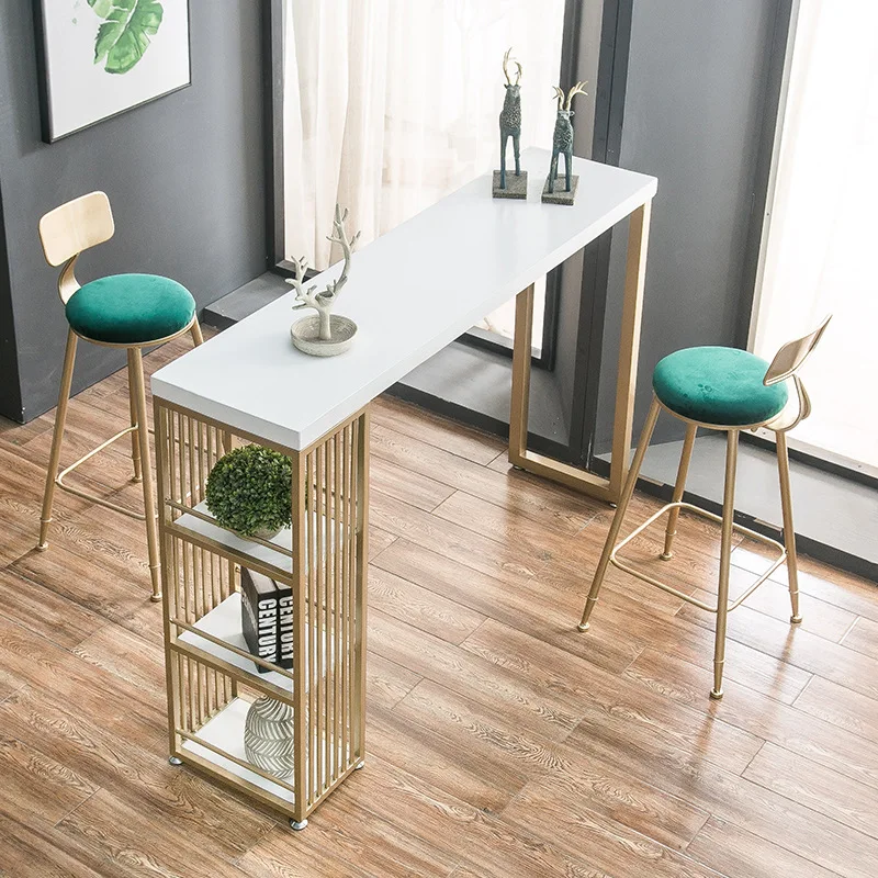 Golden bar table home room against the wall, living room partition cabinet solid wood simple wrought high table