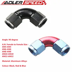 ADLERSPEED 90 Degree AN4 AN6 AN8 AN10 AN12Female To AN Female  Full Flow Adapter Aluminum Black