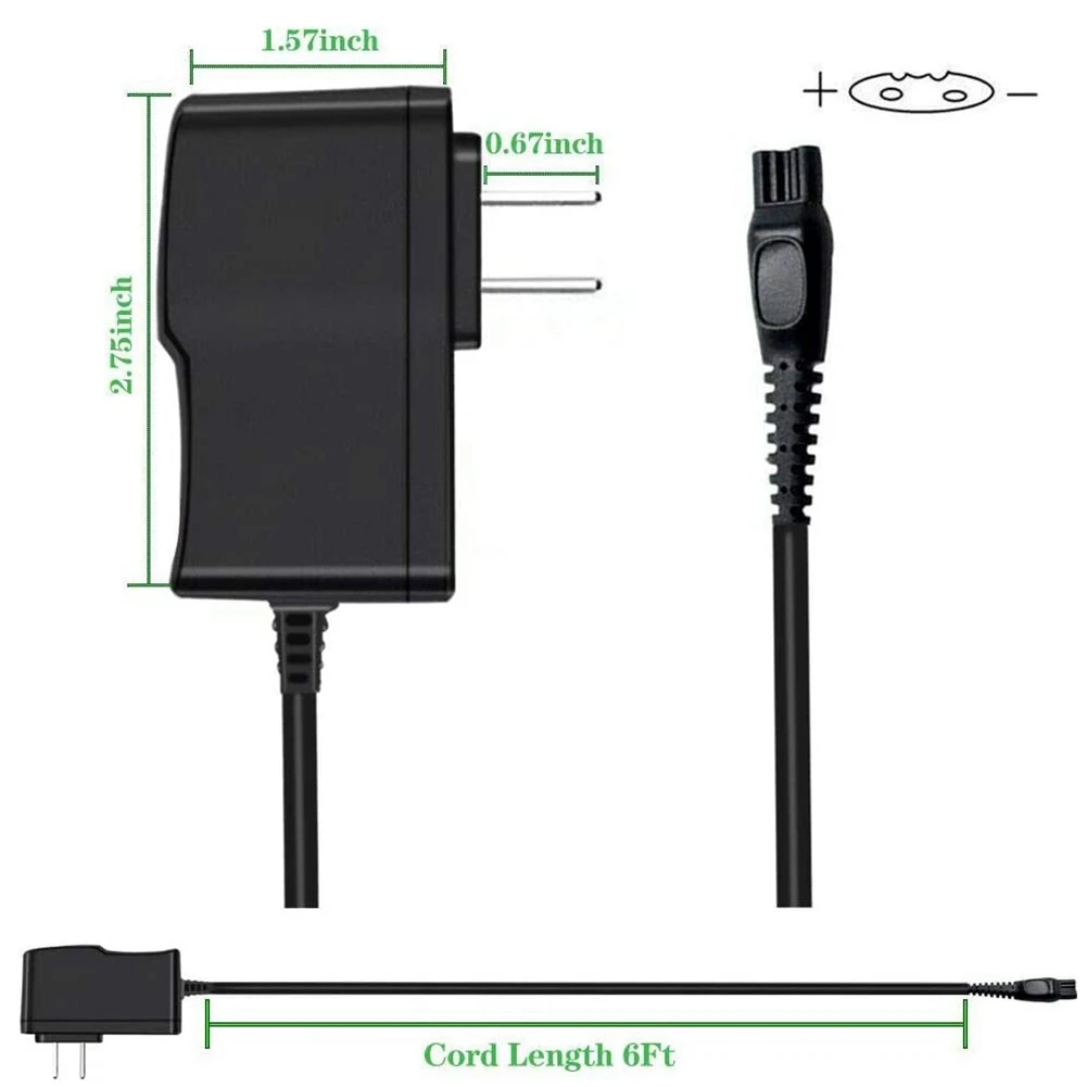 Adaptador para Afeitadora eléctrica, cable de alimentación, enchufe estadounidense, para Philips-HQ8505 Norelco 7000 5000 serie 3000