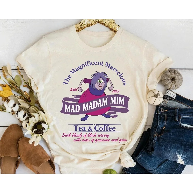 قميص Madame Mim Tea and Coffee، قميص Sword in The Stone، قميص Disney Villain لكل من الرجال والنساء، وقميص الأطفال #1