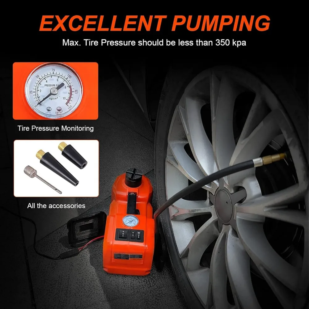 12V Electric Car Jack Kit - 5 Ton Capacity with 6.1-17.7 Inch Lifting Range and Impact Wrench for SUVs