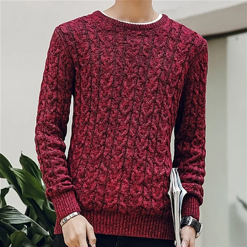 

2024 New Mens Winter Fall O Neck Sweaters Fahsion Long Sleeve Sweater Pullover Korean Solid Color Casual Jumper Sweater Clothes