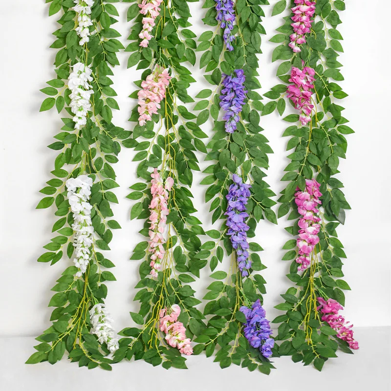 Encryption Wisteria Artificial Flowers Hanging Garland Vine Rattan Fake Flowers String Flower for Home Garden Wedding Decoration