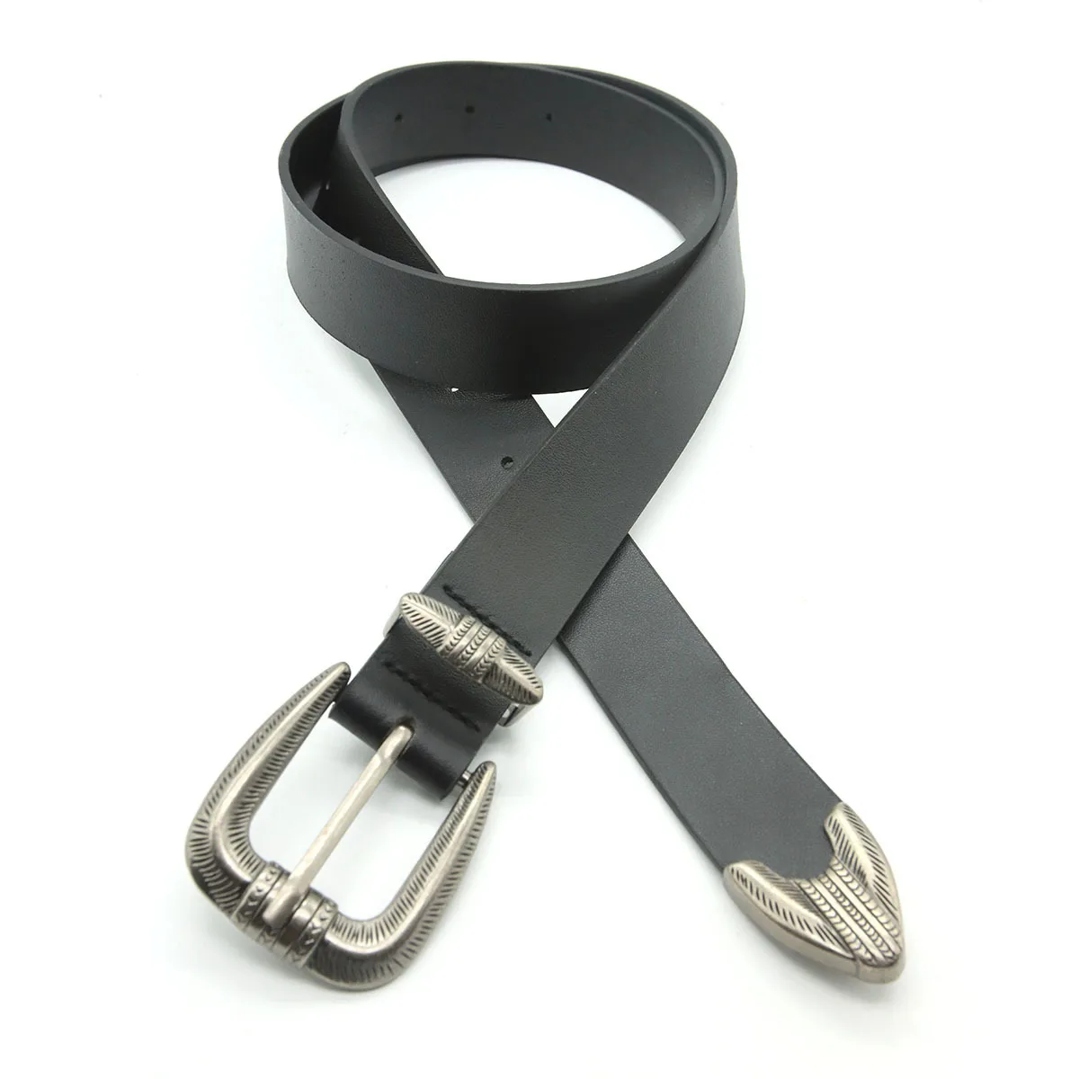 2025 luxury brands goth Silver buckle Retro belt y2k American retro three piece needle buckle women's belt jeans skirt