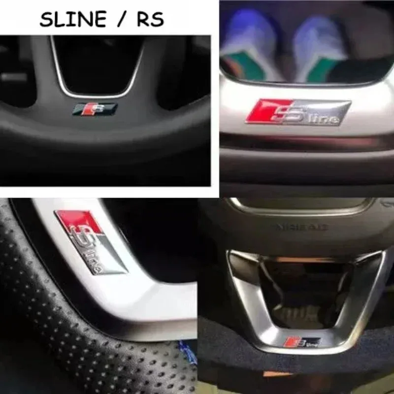 

Car 3D Aluminum Sline RS Logo Car Steering Wheel Sticker Accessories for Audi S Line A3 A4 A5 A6 A8 A7 Q5 Q3 RS3 RS4 RS5 S3 S4 S