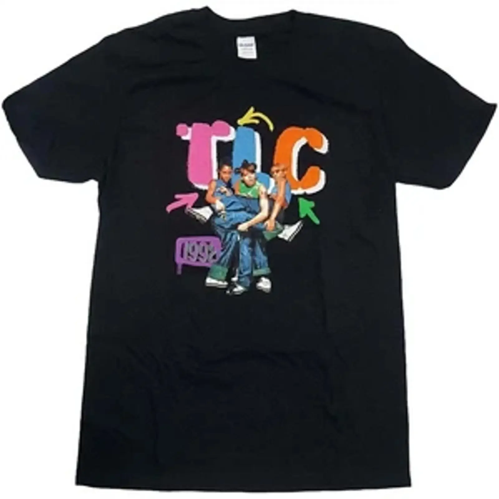 TLC Kicking Group men's t shirt slim fit medium black vintage Washed Stylish designer clothes Unisex graphic homme Versatile