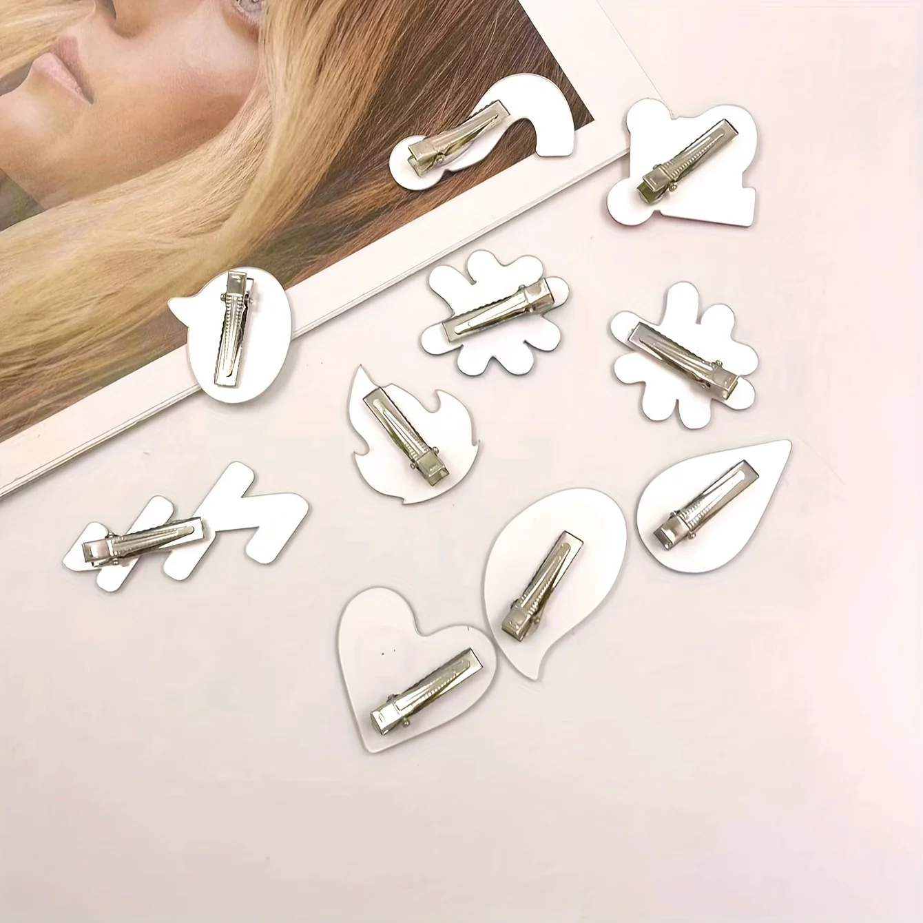 10pcs Cute Emotion Expression Acrylic Hair Clips Set – Sweat, Angry, Fire, Heart Designs – Kawaii Accessories For Bangs, Side Ha image 2