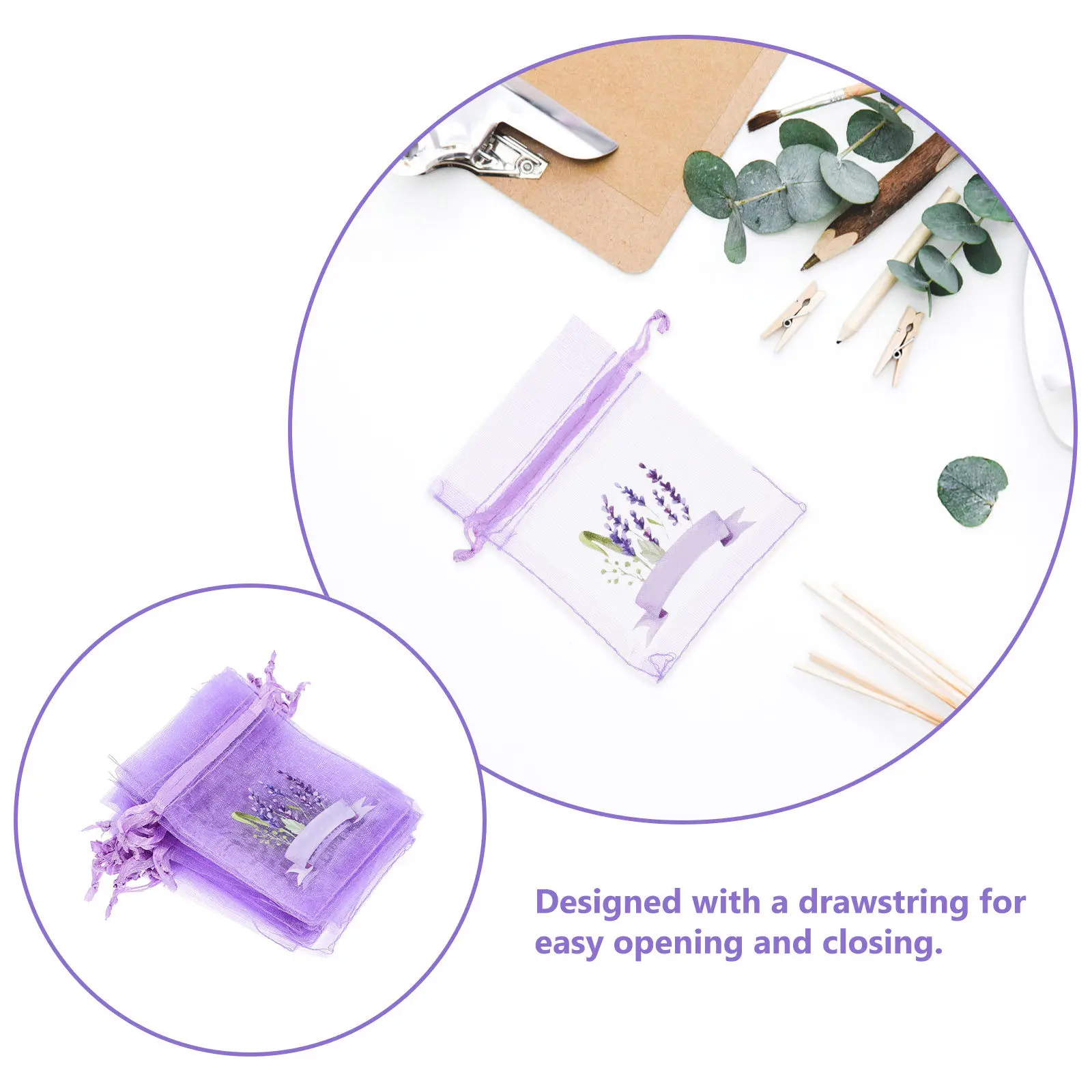 20Pcs Small Mesh Drawstring Sachet Bags Empty Lavender Pouches for Rose Petals Dried Flowers Jewelry Cars Drawers Closets Air