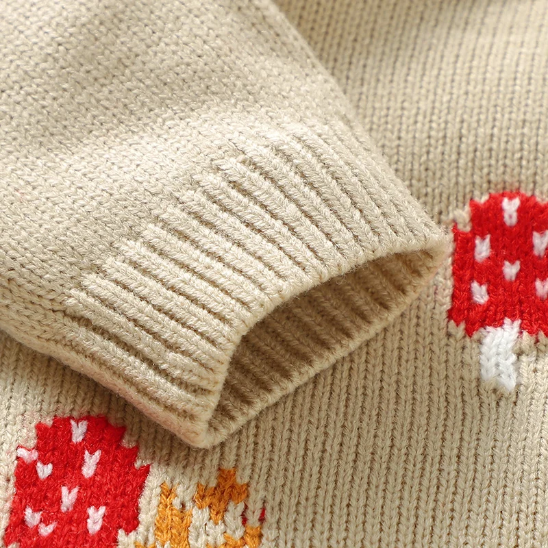 Baby Romper Knitted Infant Clothing 0-18M Overalls Fashion Embroidery Mushroom Newborn Girl Boy Jumpsuit Long Sleeve Autumn Warm