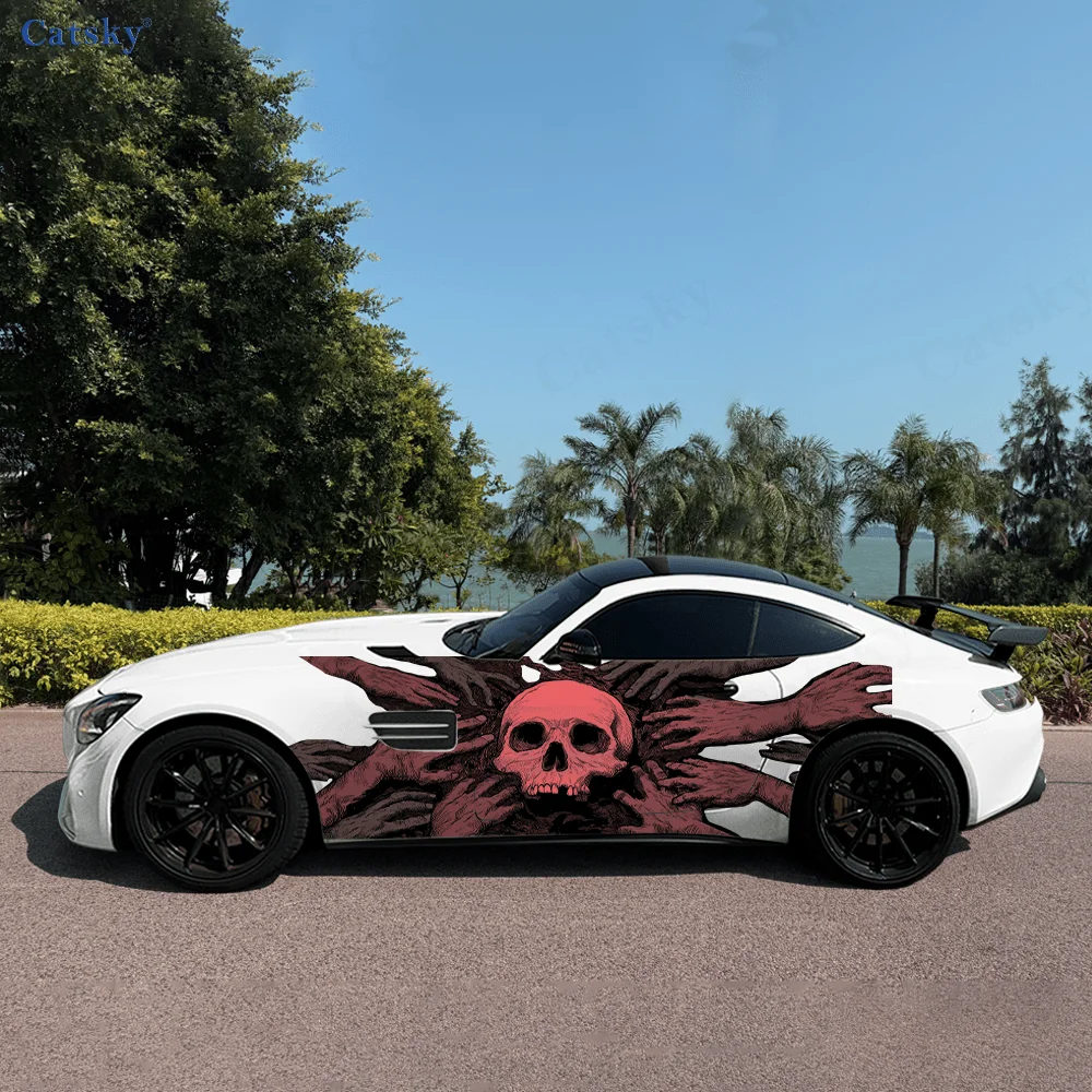 Multi-hands Skull Car Side Sticker PVC Self Waterproof Stick Striking Auto Exterior Accessories Decor Protect Gift for Car Lover