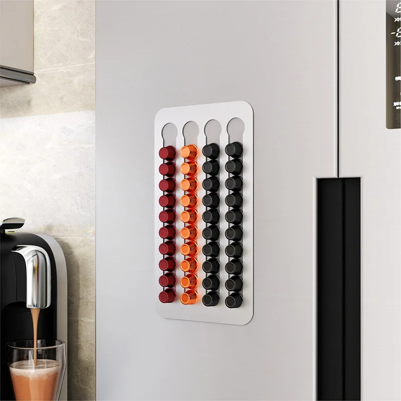 Stainless Steel Large-capacity Hanging Storage Rack Exclusive To Coffee Capsules Contains Magnetic Suction on The Back
